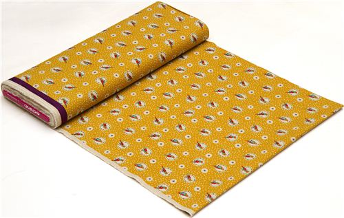 echino canvas fabric cockatiel bird yellow du Japon3