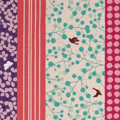 echino canvas fabric flowers dots butterfly purple 1