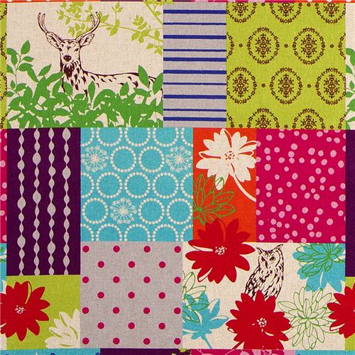 echino canvas fabric forest hart owl green 1
