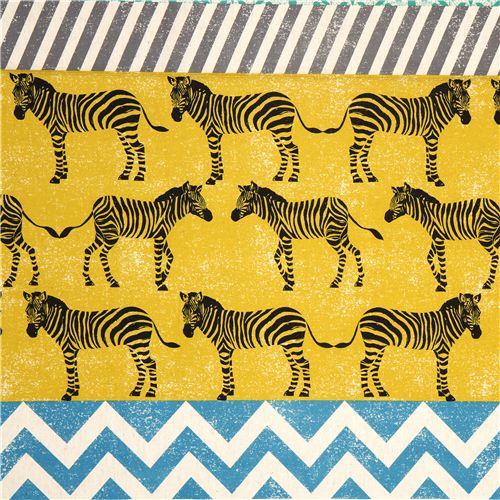 echino canvas fabric yellow zebras & stripes Japan 1