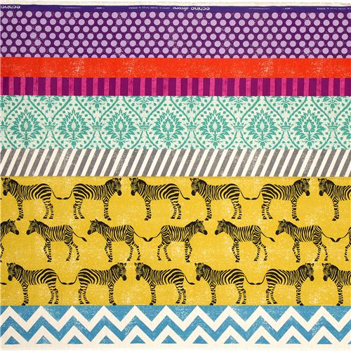 echino canvas fabric yellow zebras & stripes Japan 3