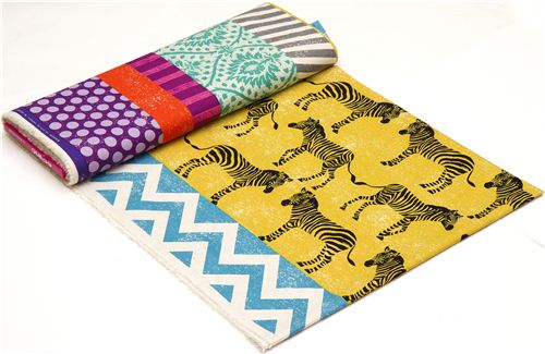 echino canvas fabric yellow zebras & stripes Japan 4