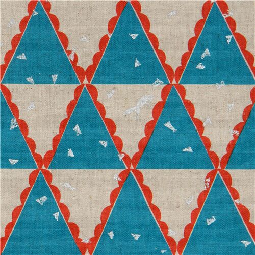 tessuto decorazioni argentate laminato echino tela triangoli blu Tessuto