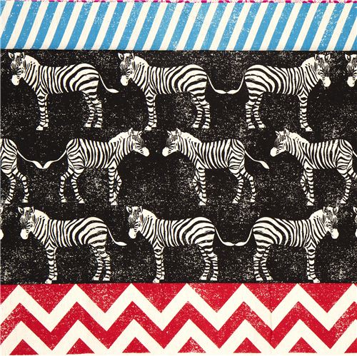 echino laminate fabric black zebras & stripes Japan Fabric
