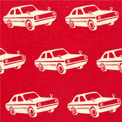 echino laminate fabric cars in pink 1