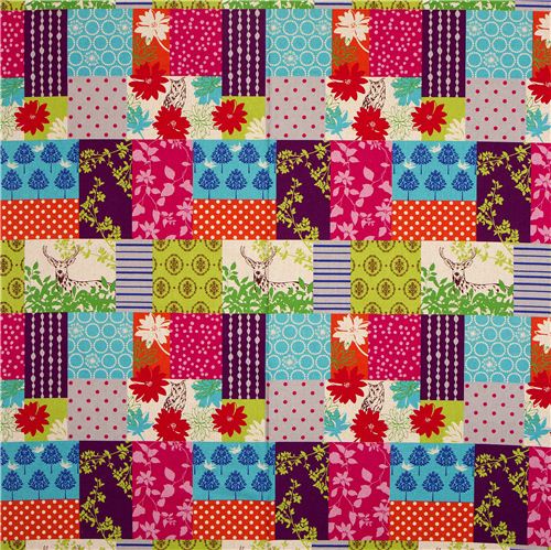 echino laminate fabric green forest stag owl 2