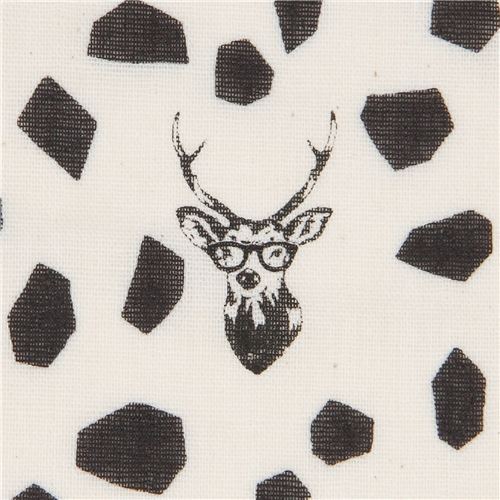 tessuto echino doppio velo color neutro cervi figure nere Tessuto
