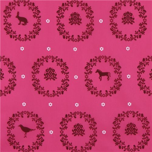 echino nylon Kokka fabric ornaments animals pink Japan 1