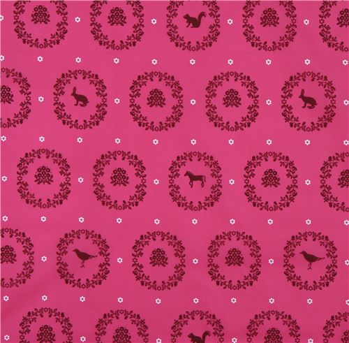 echino nylon Kokka fabric ornaments animals pink Japan 2