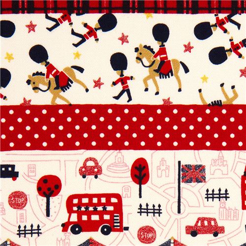 ecru London fabric with checkered stripes emblem guard 1