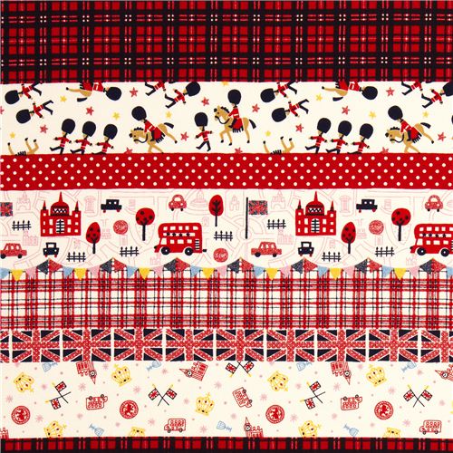 ecru London fabric with checkered stripes emblem guard 2