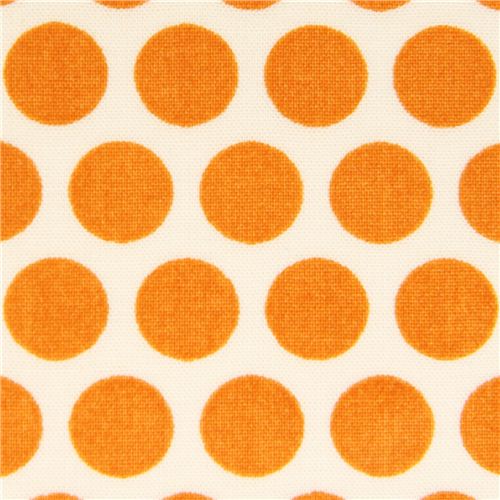 Tissu bio Birch cru avec des pois orange Tissu