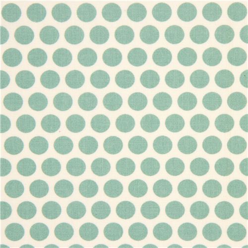 ecru birch organic fabric from the USA sea green dots 2