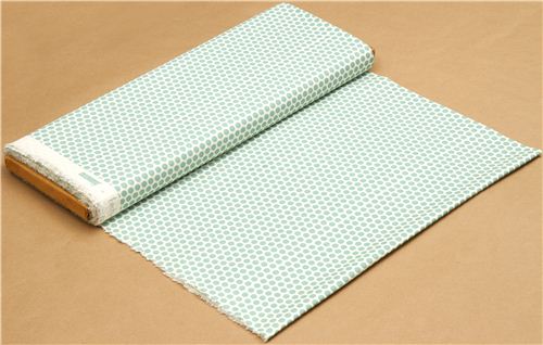 ecru birch organic fabric from the USA sea green dots 3