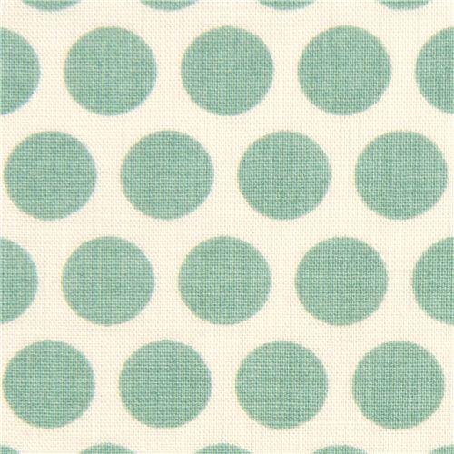 ecru birch organic fabric from the USA sea green dots Fabric