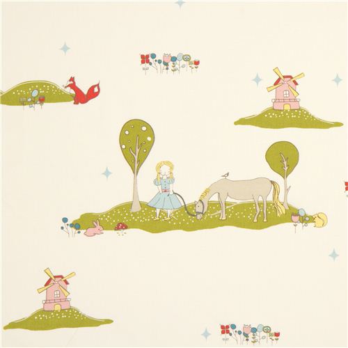 tessuto biologico ecru birch bambini cavalli mulini Tessuto