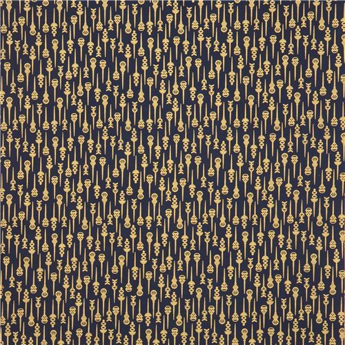 Fat Quarter (50 x 56 cm) - embellished navy blue hair pin fabric by Cotton and Steel 2