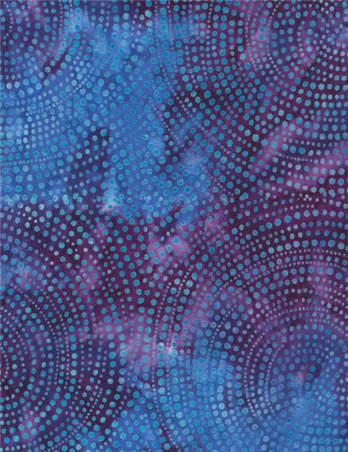Remnant (39 x 269 cm) - extra wide batik fabric in purple-blue by Timeless Treasures with mini dots 2