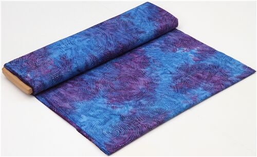 Remnant (39 x 269 cm) - extra wide batik fabric in purple-blue by Timeless Treasures with mini dots 3