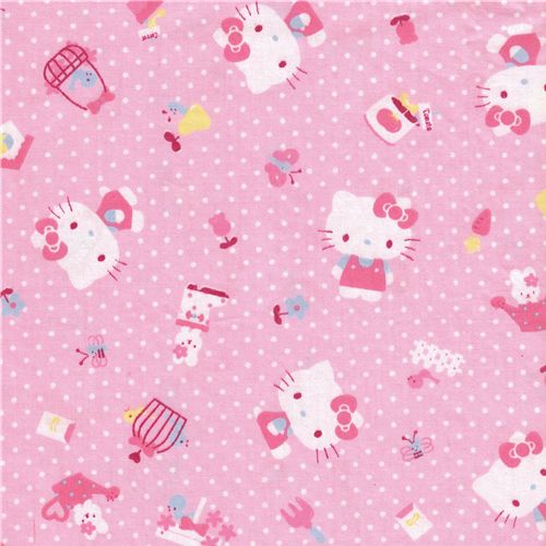 kawaii Hello Kitty fabric kawaii cute Hello Kitty Sanrio fabric Japan Stoff Punkte dots