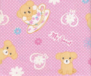 rosa kawaii Stoff mit Baby Hunden
