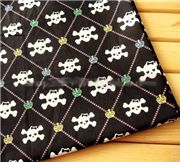 black girly skulls fabric crown half yard