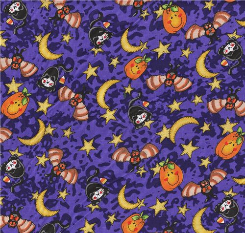 kawaii cute Halloween bat pumpkin fabric Stoff Fledermaus