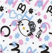 White Kawaii Fabric with Hello Kitty ABC Letters