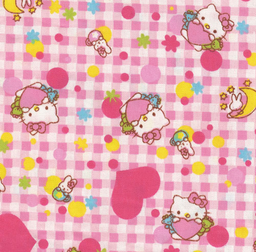Stoff kawaii Hello Kitty kariert Stoff kawaii fabric cute Hello Kitty kariert checker