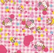 pink kawaii checkered Hello Kitty fabric 0.5m