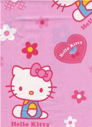 rosa kawaii Hello Kitty Stoff mit Blumen 0,5m