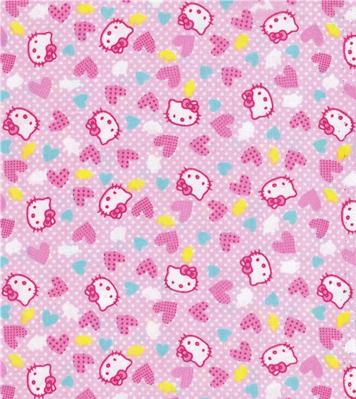 Stoff kawaii Hello Kitty hearts Stoff kawaii fabric cute Hello Kitty hearts Herz
