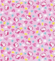 pink kawaii fabric with Hello Kitty heads 0.5m