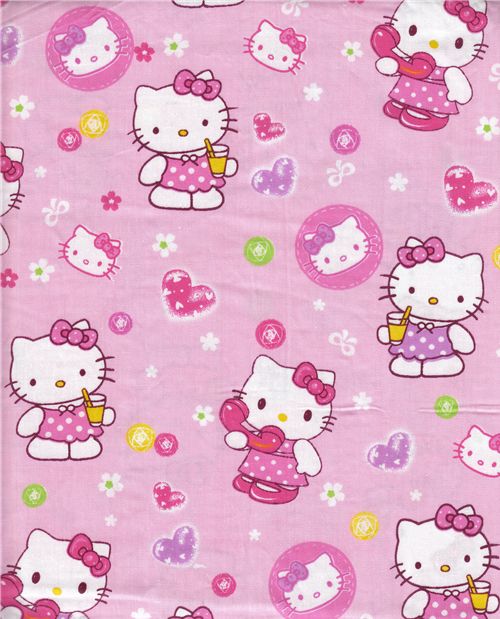 Stoff kawaii Hello Kitty Blumen Stoff kawaii fabric cute Hello Kitty Blumen flower