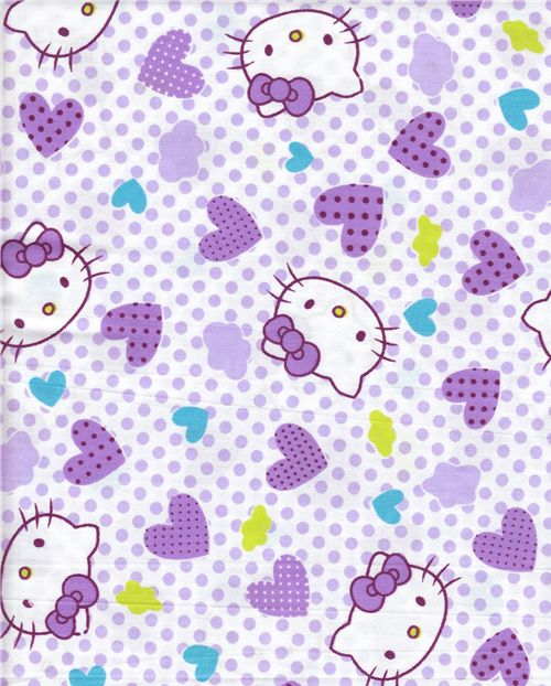 Stoff kawaii Hello Kitty hearts Stoff kawaii fabric cute Hello Kitty hearts Herz