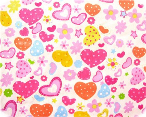 pink hearts fabric Herz Stoff colourful bunt flower Blumen stars Sterne
