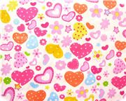 white fabric colourful hearts cute half yard