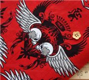 Skulls Fabric Wings Emblems Emo Rockabilly 0.5m