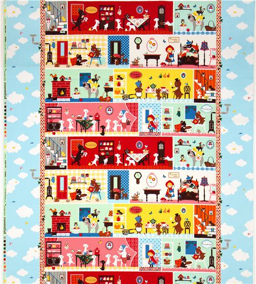 fairy tale oxford fabric with house & characters Kokka 4