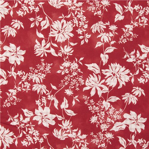 Repeating Rustic Floral Farmhouse Red Fabric
