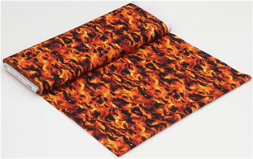 Rimanenza di (31 x 112 cm) - tessuto nero arancione fuoco Robert Kaufman 3