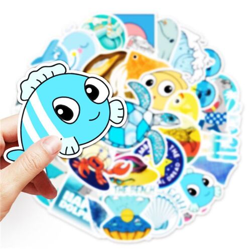 Fische 50 einzigartige Designs coole Oceanlife-Figuren gestanzte Aufkleberpackung Delphin 2
