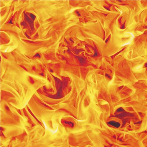 Orangefarbener Stoff mit Flammen Hitze und Feuer von Quilting Treasures Stoff