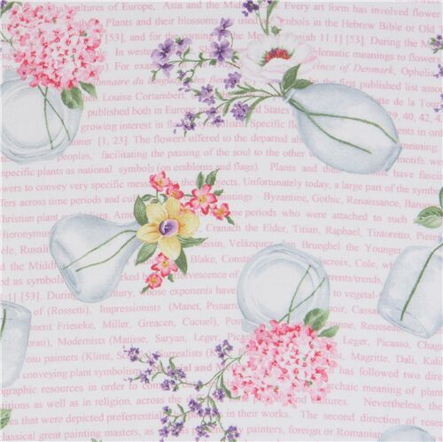 Tissu avec des bouquets de fleurs et avec des vases Tissu