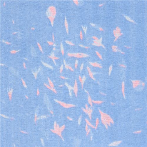 Tela de gasa doble nani iro azul con ptalos flor de Kokka Tela