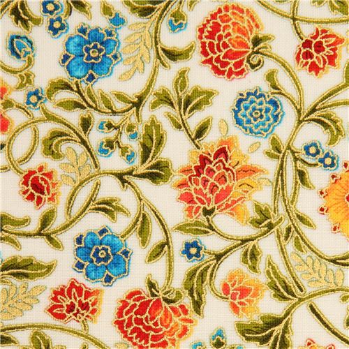 Blumen & Gold Stoff von Robert Kaufman aus den USA Stoff
