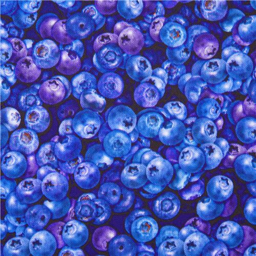 Resto de (40 x 109 cm) - Tela de algodón arándanos azules fruta fresca de Quilting Treasures EE. UU.