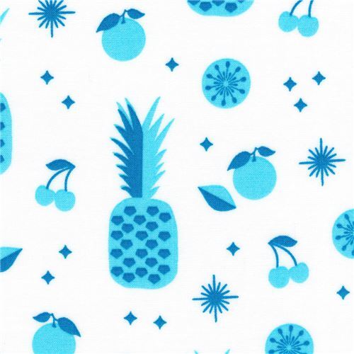 Tissu Robert Kaufman blanc avec des fruits - coupon (112cm x 60cm)