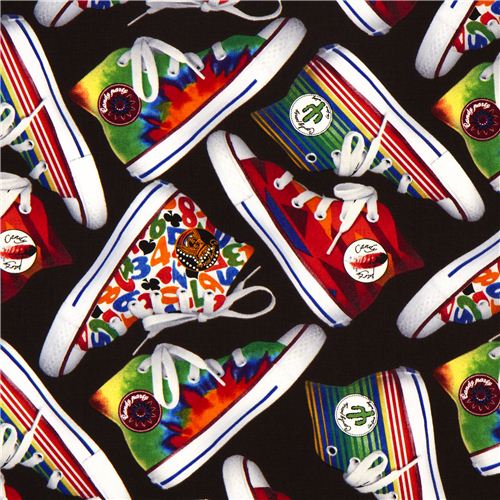 funny colourful sneakers oxford fabric by Kokka Japan 1