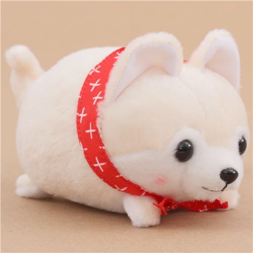 funny cream white dog red scarf Mameshiba San Kyodai plush toy Japan 2